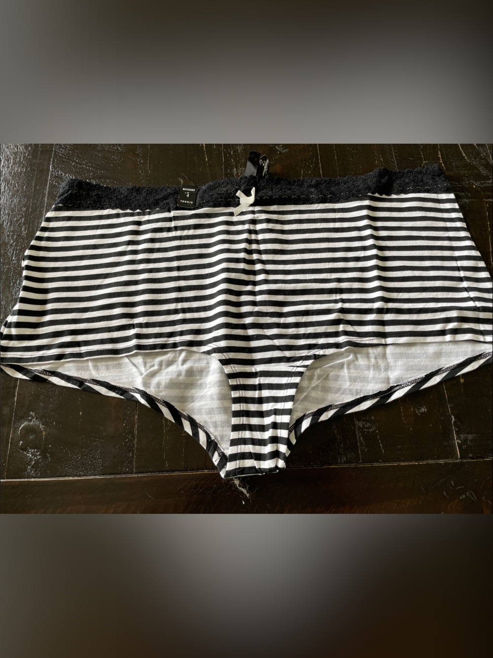 NWT- Torrid- Striped Black and White Boyshort Panty -4x